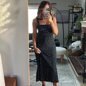 Abercrombie and Fitch Crepe Slip Polka Dot Midi Dress Size XL petite